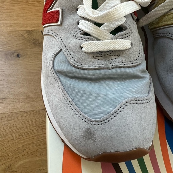 Men’s New BalancexStaud 574 Rain Cloud Team Red Sneaker - Picture 15 of 16